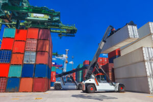Crane unloading cargo